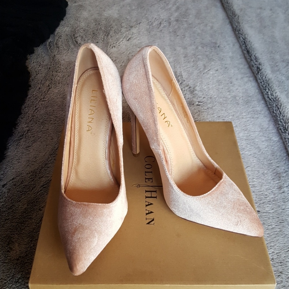 Champagne Velvet Heels